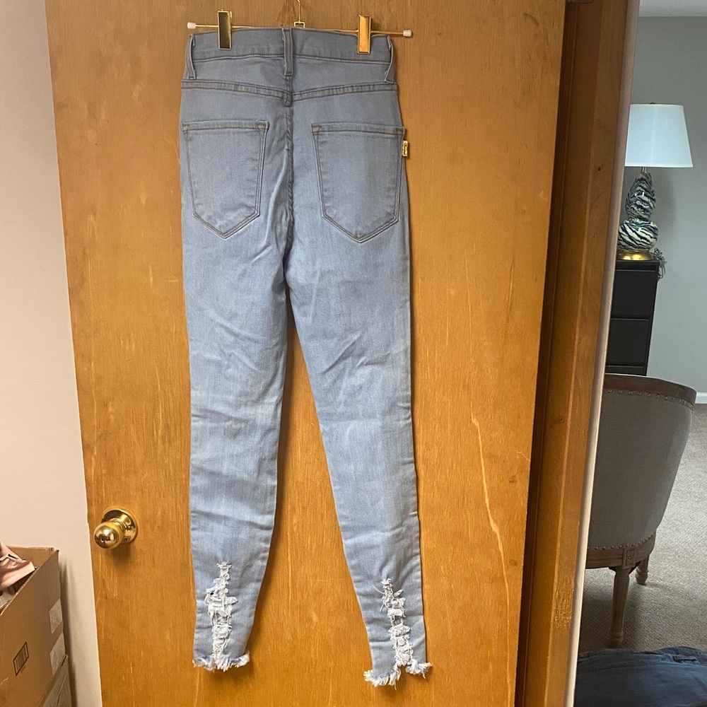Stretchy High Rise Ripped Jeans in Light Blue - Picture 5 of 7